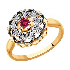 Кольцо SOKOLOV из комбинированного золота с бриллиантами и рубином