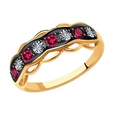 Кольцо SOKOLOV из комбинированного золота с бриллиантами и рубинами