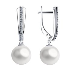 Серьги SOKOLOV из серебра с жемчугом и фианитами