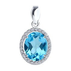 Подвеска SOKOLOV из белого золота с топазом и фианитами