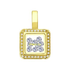 Подвеска SOKOLOV из желтого золота с минеральным стеклом и фианитами