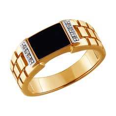 Кольцо SOKOLOV из золота с эмалью и фианитами