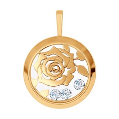 Подвеска SOKOLOV из золота с минеральным стеклом и фианитами