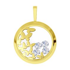 Подвеска SOKOLOV из желтого золота с минеральным стеклом и фианитами