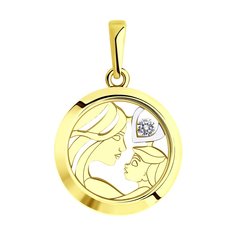 Подвеска SOKOLOV из желтого золота с минеральным стеклом и фианитом