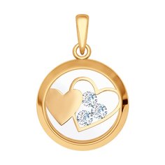 Подвеска SOKOLOV из золота с минеральным стеклом и фианитами