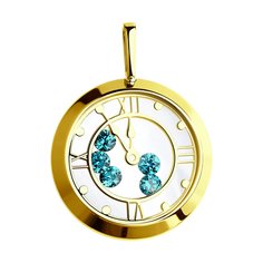 Подвеска SOKOLOV из желтого золота с минеральным стеклом и голубыми фианитами