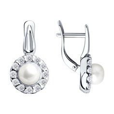 Серьги SOKOLOV из серебра с жемчугом и фианитами