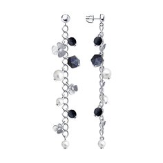 Серьги SOKOLOV из серебра с содалитом и синтетическим жемчугом