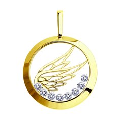 Подвеска SOKOLOV из желтого золота с минеральным стеклом и фианитами