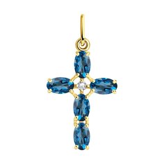Подвеска SOKOLOV из желтого золота с лондон топазами и фианитом