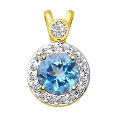 Подвеска SOKOLOV из желтого золота с топазом и фианитами