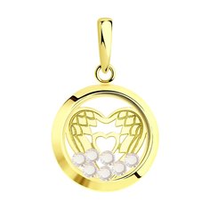 Подвеска SOKOLOV из желтого золота с минеральным стеклом и фианитами