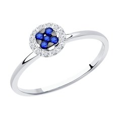 Кольцо SOKOLOV Diamonds из белого золота с бриллиантами и сапфирами