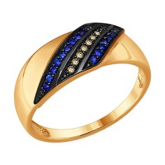 Кольцо SOKOLOV из золота с коньячными бриллиантами и сапфирами