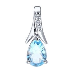 Подвеска SOKOLOV из белого золота с бриллиантами и топазом