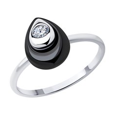 Кольцо SOKOLOV из серебра с керамической вставкой и фианитом