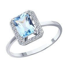 Кольцо SOKOLOV Diamonds из белого золота с бриллиантами и топазом