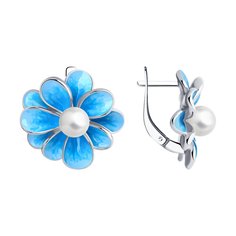 Серьги SOKOLOV из серебра с жемчугом и эмалью