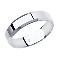 Обручальное кольцо SOKOLOV из белого золота, comfort fit, 4,5 мм