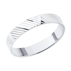 Обручальное кольцо SOKOLOV из белого золота, 4 мм, с алмазной гранью