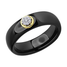 Кольцо SOKOLOV из желтого золота с бриллиантами и керамической вставкой