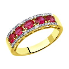 Кольцо SOKOLOV из желтого золота с бриллиантами и рубинами