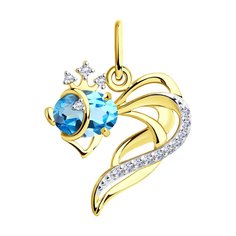 Подвеска SOKOLOV из желтого золота с топазом и фианитами