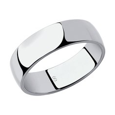 Обручальное кольцо SOKOLOV из белого золота, comfort fit, 6 мм