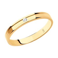 Обручальное кольцо SOKOLOV из золота с бриллиантом, comfort fit