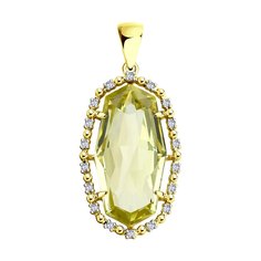 Подвеска SOKOLOV из желтого золота с бриллиантами и кварцем