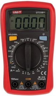 Мультиметр UNI-T UT33B+ , 600В, 10А, 200МОм, ручной выбор диапазона измерений, функция тестирования элементов питания 1,5В / 9 В / 12 В