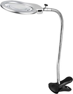 Лупа Kromatech MG15122-1C 69479 настольная 2/5x, 130 мм, с прищепкой и подсветкой (2 LED)