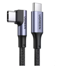 Кабель UGREEN US334 20583_ USB-C 2.0 Male/Angled 90° USB-C 2.0 Male 5A Data, 3м, black