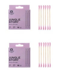 Ватные палочки JUNGLE STORY Бамбуковые ватные палочки с органическим розовым хлопком 200.0