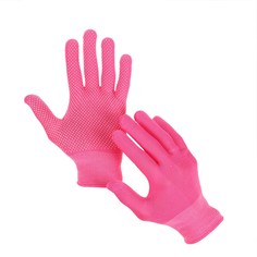 Перчатки, х/б, с нейлоновой нитью, с пвх точками, размер 8, розовые, Greengo