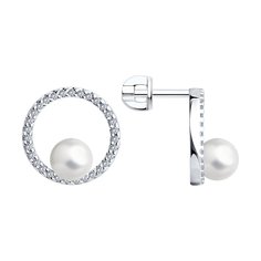 Серьги SOKOLOV из серебра с жемчугом и фианитами