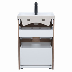 Тумбы в ванную тумба без раковины напольная с ящиками IDDIS Aske 50см белая/под дерево