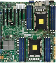Материнская плата E-ATX Supermicro MBD-X11DPH-T-B (2*3647, C624, 16*DDR4 ECC REG, 10*6G, EATX 12"x13", PCIE3.0 3(x16), 4(x8) , 2*10GE) Bulk
