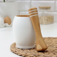 Ступка с толкушкой heaven, 200 мл, ступка d=8 см, h=12 см, толкушка h=12 см, d=2 см, d=4 см, бамбук NO Brand