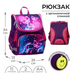 Ранец школьный стандарт, 34 х 25 х 13 см, calligrata м