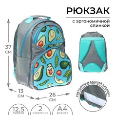 Рюкзак школьный, 37 х 26 х 13 см, эргономичная спинка, calligrata ан