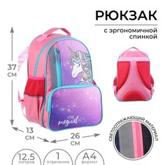 Рюкзак школьный, 37 х 26 х 13 см, эргономичная спинка, calligrata орт