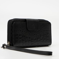 Кошелёк женский, 2 отдела на молнии, с ручкой, цвет чёрный Textura