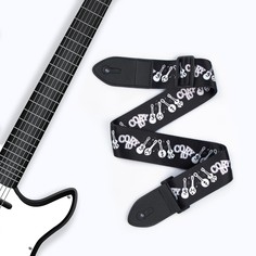 Ремень для гитары, черный, инструменты, длина 60-117 см, ширина 5 см Music Life