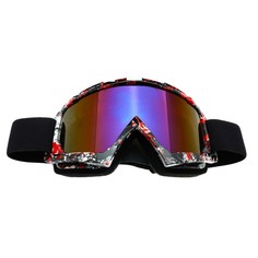 Очки-маска для езды на мототехнике, стекло сине-фиолетовый хамелеон, черно-красные, ом-25 NO Brand