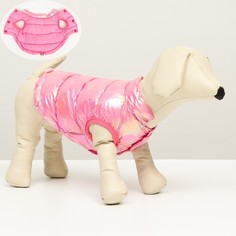 Куртка для собак двухсторонняя с утяжкой, размер 12 (дс 28 см, ог 38 см, ош 27 см),розовая NO Brand