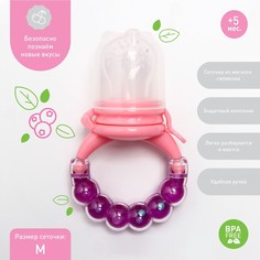 Ниблер для прикорма, с силиконовой сеточкой, ручка-погремушка, цвет фиолетовый