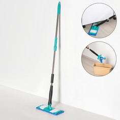 Швабра с отжимом twist доляна, насадка из микрофибры 32×9 см, телескопическая ручка 95-120, цвет синий