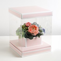 Коробка подарочная для цветов с вазой и pvc окнами складная, упаковка, follow your dreams, 23 х 30 х 23 см Дарите Счастье
